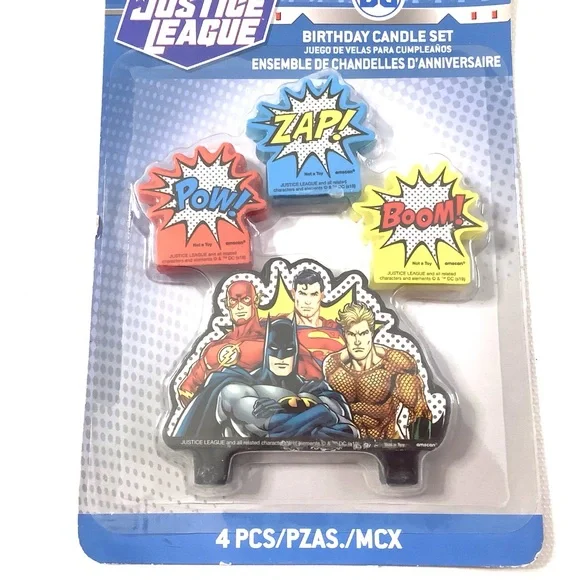 JUSTICE LEAGUE Superheroes birthday party CAKE CANDLES 4pc molded set Superman