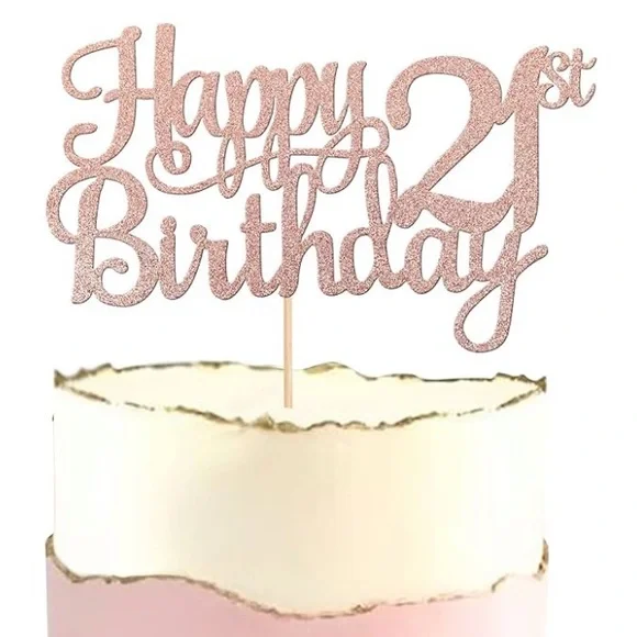 Cake Topper - Happy 21st Birthday Rose Gold NEW