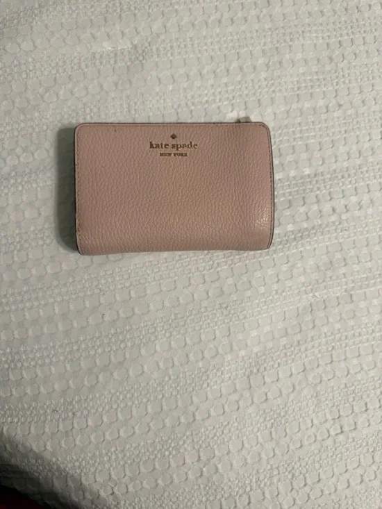 kate spade Blush Pebbled Leather Zip Wallet with Gold Logo