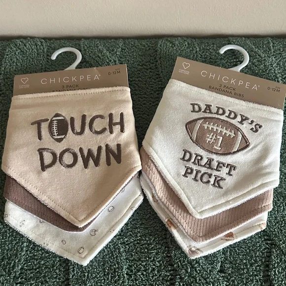 Chick Pea Baby Bibs Football 🏈 Touchdown Daddy’s Draft Pick So Cute! NEW!