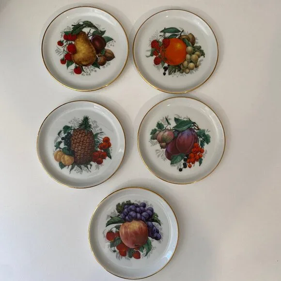 VTG Bavaria Germany Fruit Motif Dessert Plates Set of 5 Jaeger & Co. 4