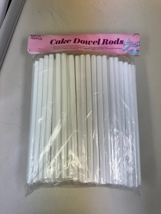 Cake Dowel Rods - White - 100 Pack plastic cake dowel rods 9.5 inch new