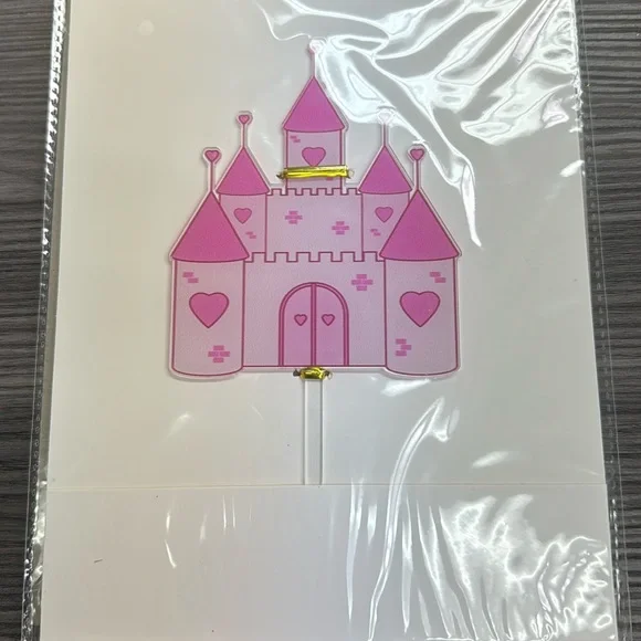 Pink castle cake topper new never used acrylic plastic