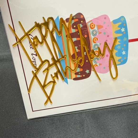Elegant Gold Birthday Cake Topper