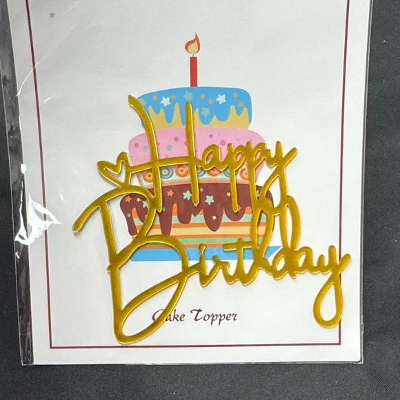 Gold Happy Birthday Cake Topper