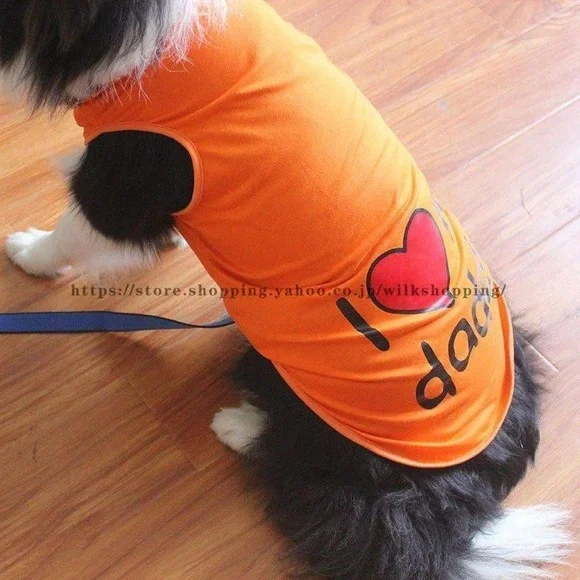 I Love My Daddy Pet‎ Tank Top Orange Dog Cat Shirt Sleeveless Graphic Tee