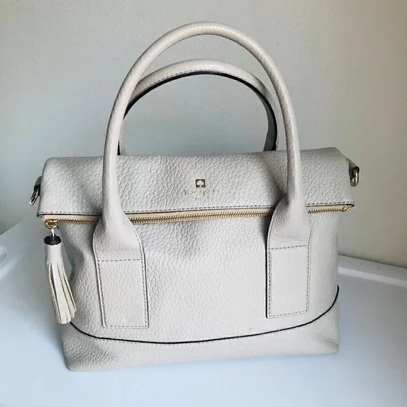 Kate Spade Southport Avenue Carmen Beige Leather Satchel Shoulder Bag