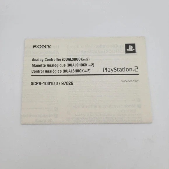 PS2‎ Analog Controller (SCPH-10010 Dualshock 2) Instruction Manual ONLY