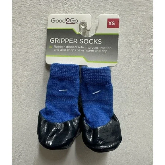 Good2Go blue dog paws gripper socks rubber dipped size XS
