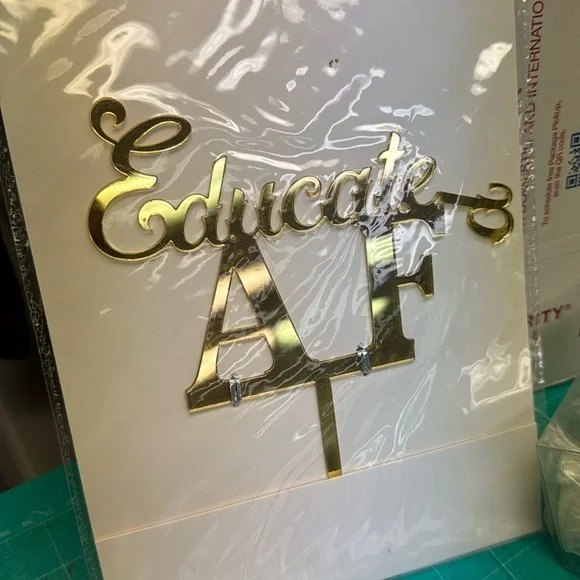 Educated Cake topper broken d. you can easily glue and fix. Gold