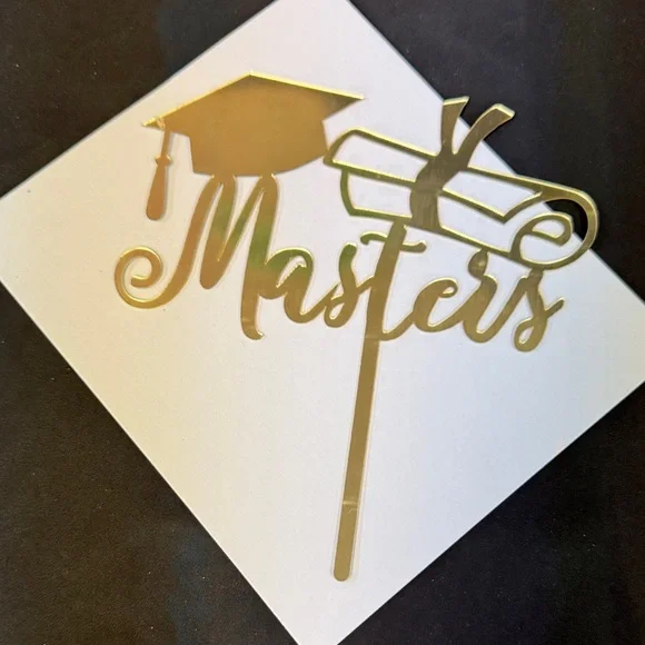 Gold Graduation Cake Topper MASTERS new
