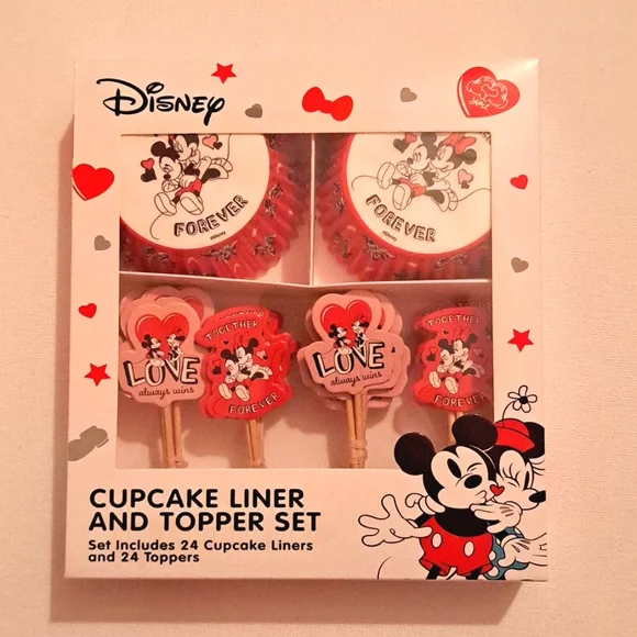 4/$15 🌻 NWT Disney Mickey & Minnie Mouse 48 Piece Heart Love Cupcake Kit