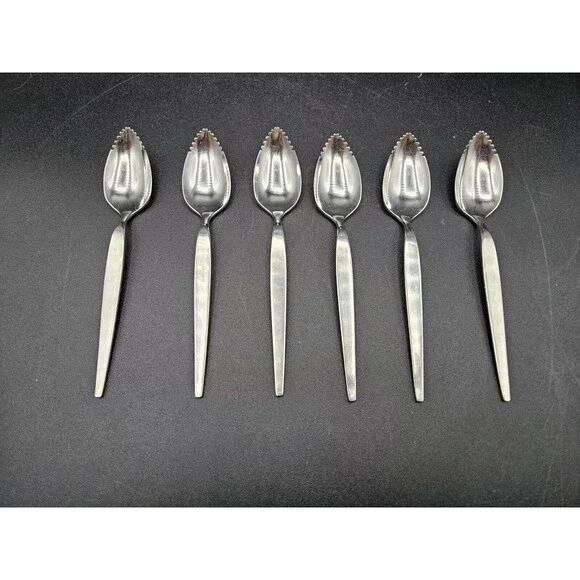 Oneida Community Satinique Older Style Fruit Melon Spoons Stainless Set Of 6