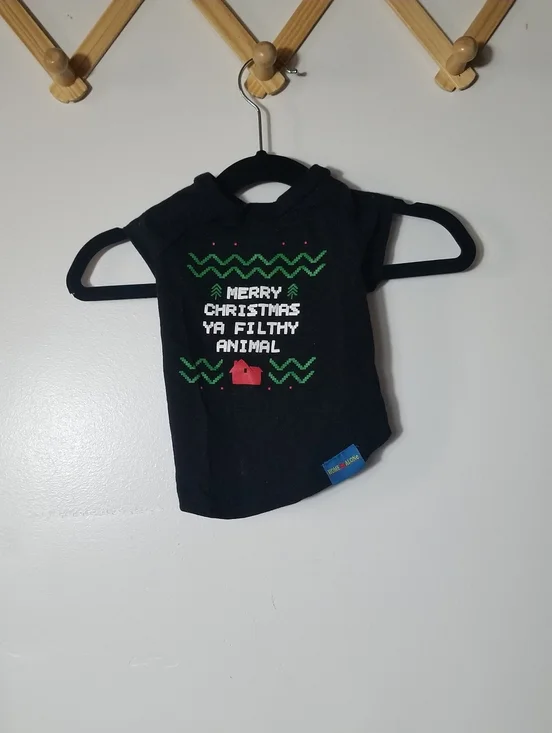 HOME ALONE DOG BLACK 'Merry Christmas Ya Filthy Animal' TEE SIZE MED (RUNS SMALL