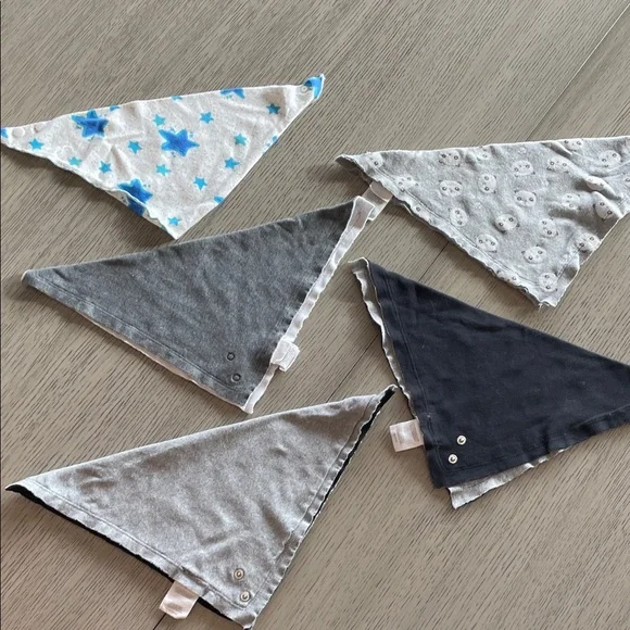 Baby Bandana Bibs - Dark Gray, Light Gray, Panda, Black, Stars