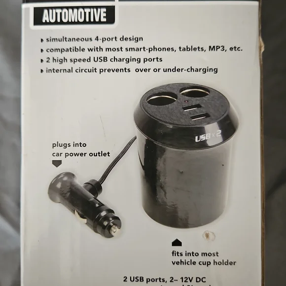 Automotive Dual USB Car Charger - Black