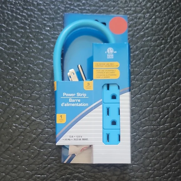 Blue Power Strip with USB Ports