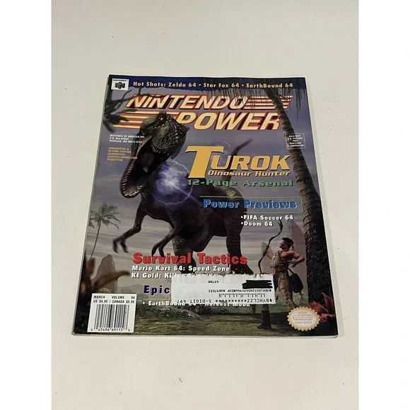 Nintendo Power March 1997 Volume 94 Turok With FIFA Soccer 64 Poster