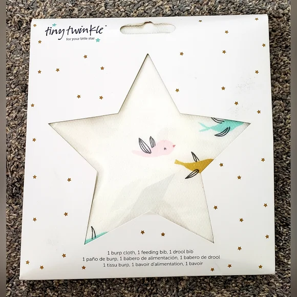 NEW Tiny Twinkle Star Kaffle Baby Burp Cloth Feeding & Drool Bibs Bird Pattern