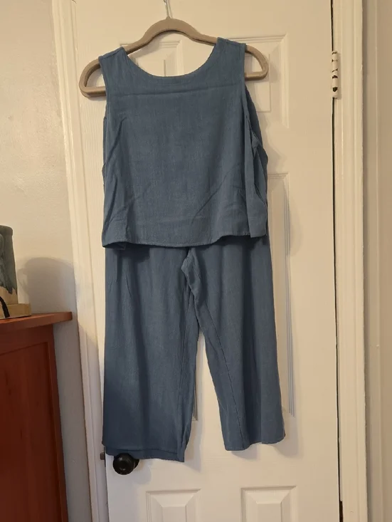 Women's Light Blue Sleeveless Matching Set