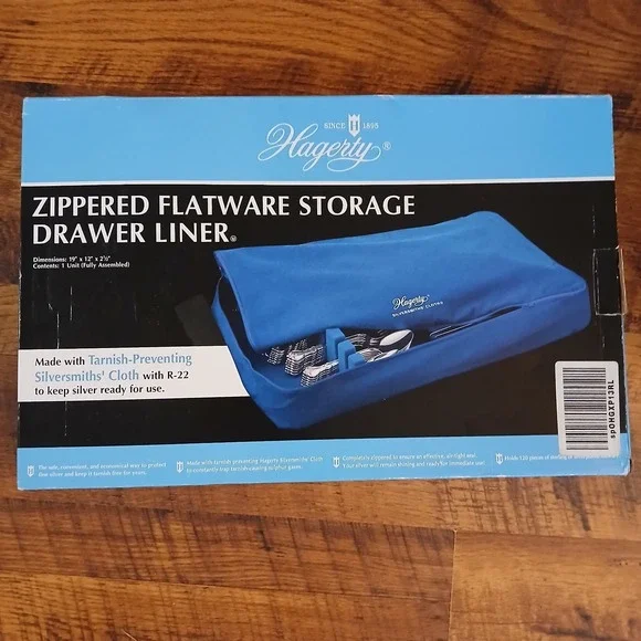 Hagerty Zippered Flatware Storage Drawer Liner -Tarnish Preventative Silverwa...