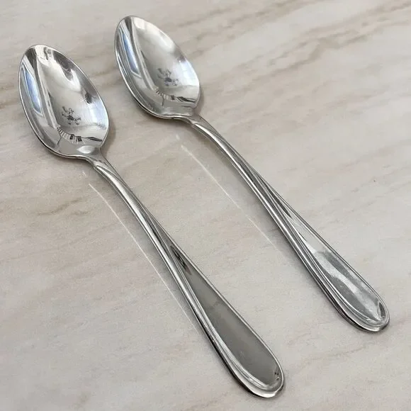 2pc ONEIDA Flight-Reliance Stainless Oval Soup Spoon 6 3/4” Glossy Flatware USA