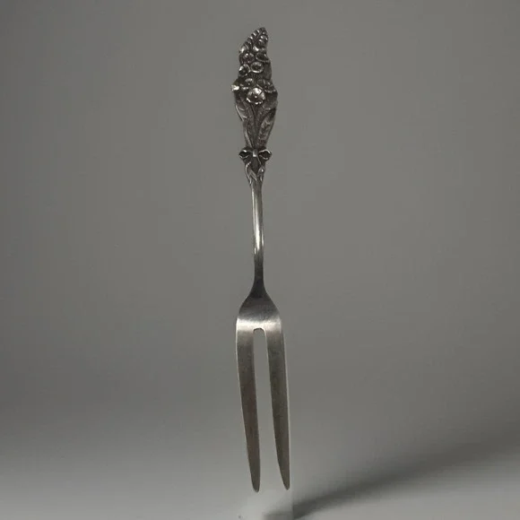 Vintage Reed & Barton Floral Silverplate Olive Pickle Cocktail Lemon Fork