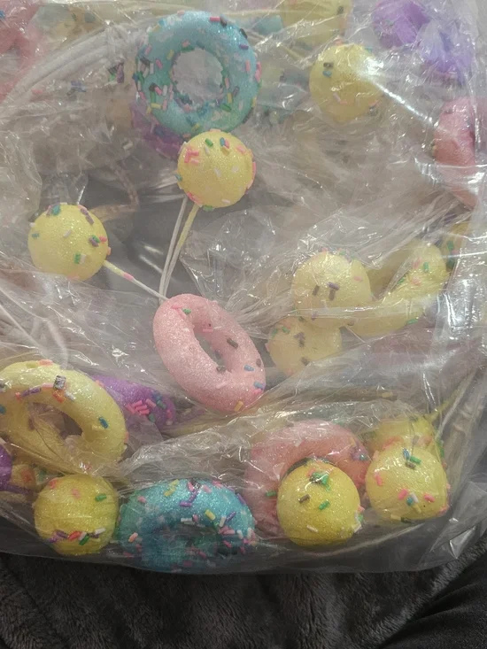 Pastel Donut & Sprinkle Party Picks - Pink, Yellow, Blue, Purple Garland
