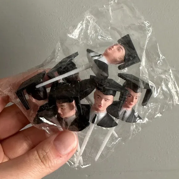 Graduation Boy Cupcake Toppers || Vintage || Pack of 6