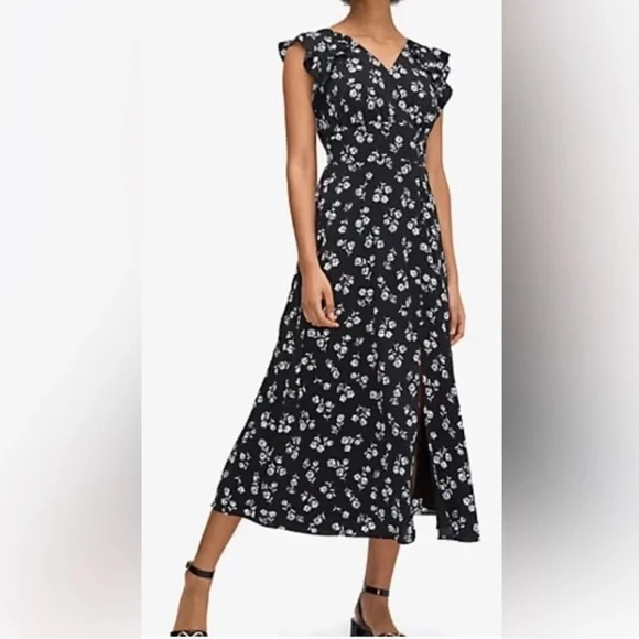 Kate Spade New York Nerissa Dandelion Floral Ruffle Midi Dress - Size 8