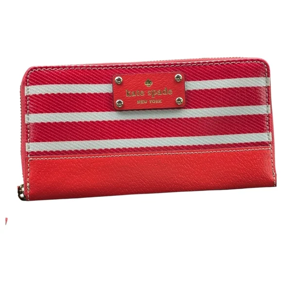 NWOT ♠️ Kate Spade Wellesley Neda Striped Continental Wallet, Empire Red/Cream