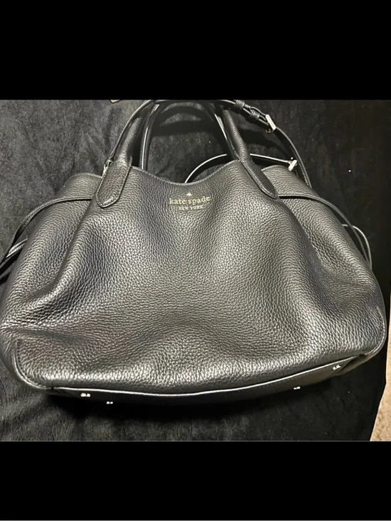 kate spade Black Pebbled Dumpling Bag with Gold Logo