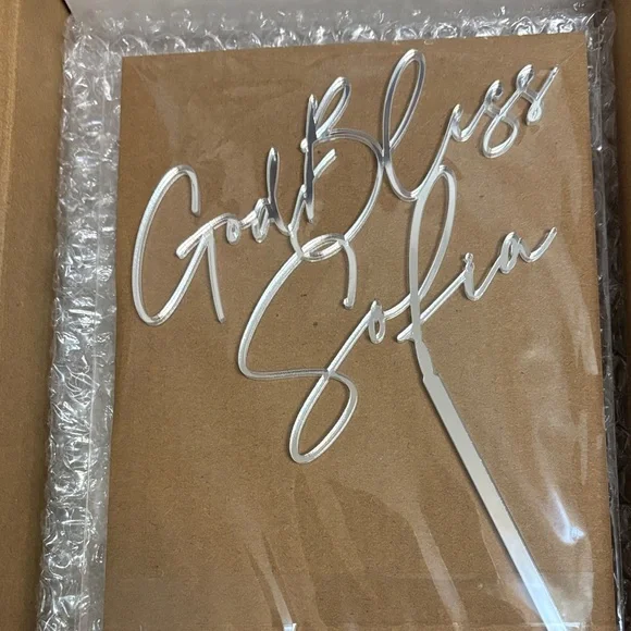 Silver Acrylic Cake Topper