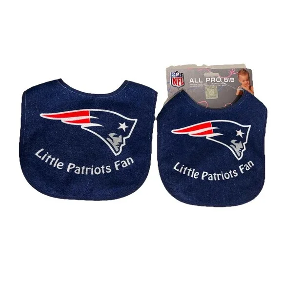 WinCraft Lot Of 2 New England Patriots Baby Bibs, Licensed NFL All Pro Bib NWT