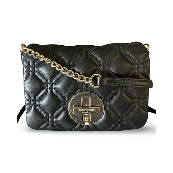 Kate Spade Black-Pink Leather Silver hardware Astor Court Naomi Crossbody Bag