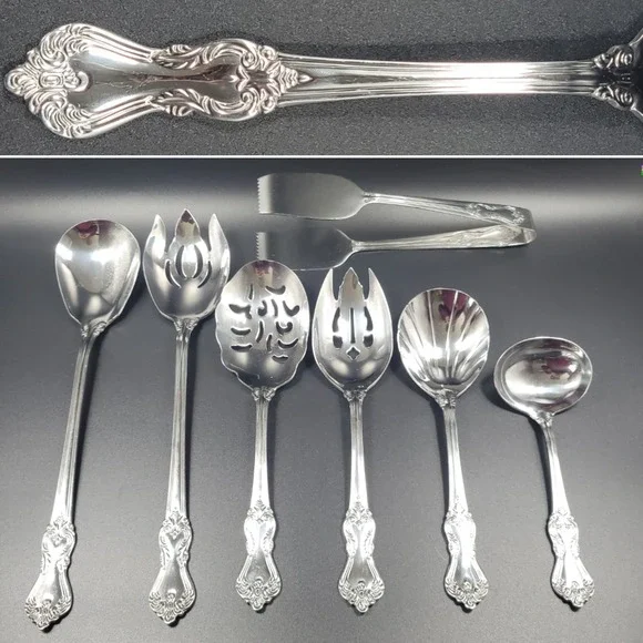 Reed & Barton 18/10 Stainless Heritage Mint Marlborough Serving Utensil Set Of 7