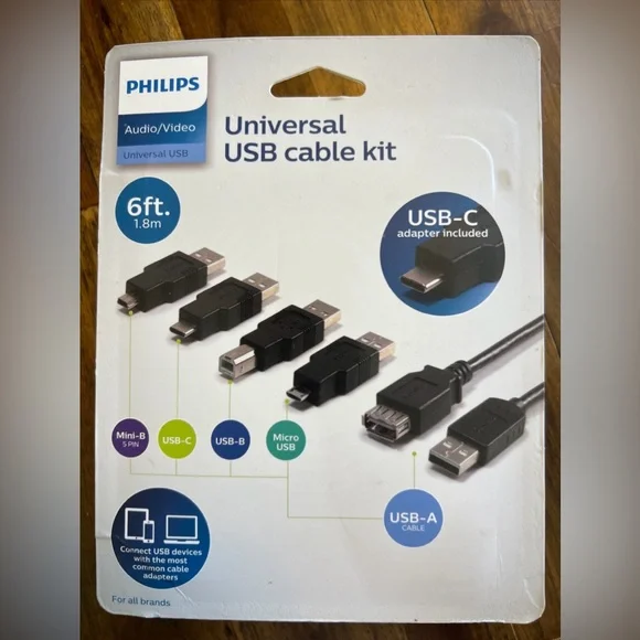 Philips Universal USB Adapter Cable Kit – New