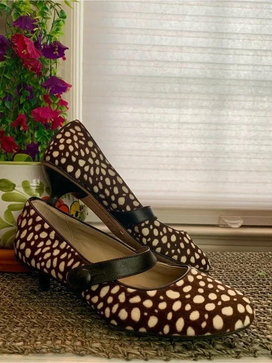 kate spade New York Spotted Calf Hair Mary Jane Heels