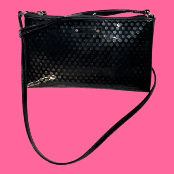 Kate Spade Amy Beale Crossbody or Shoulder Bag Black Patent Leather Zipper Close