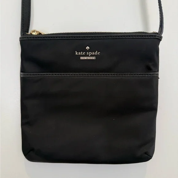 Kate Spade Black Nylon Leather On Purpose Swingpack Adjustable Crossbody Purse