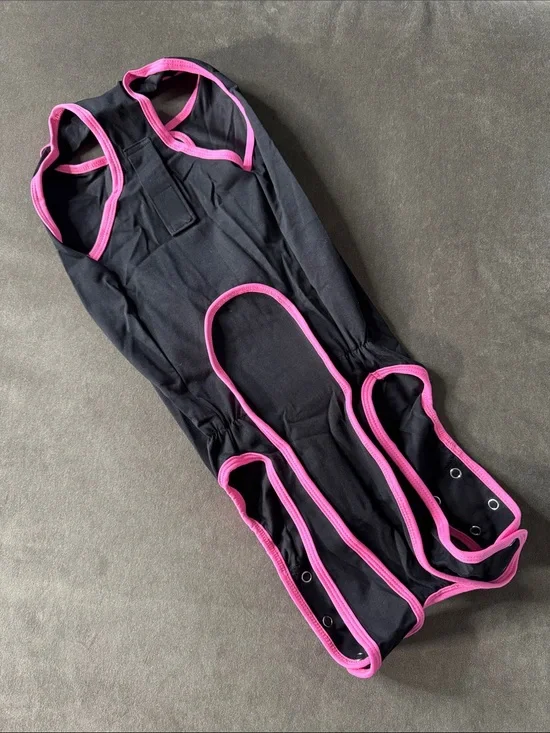 Dog Female Black Pink Post Operative Surgery Recovery Suit for Spaying XL NEW