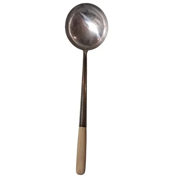 Vintage WOK Ladle unbranded , Stainless with wood 13