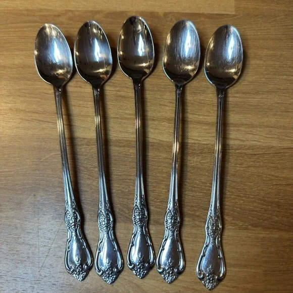 KENNETT SQUARE 5 Iced Tea Spoons Oneida Distinction Deluxe Stainless HH