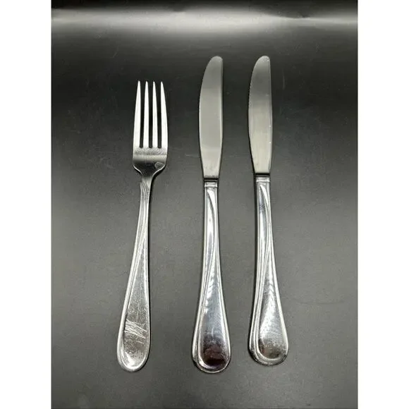 3 Oneida FLIGHT RELIANCE Stainless Glossy USA Flatware Knives Dinner Fork