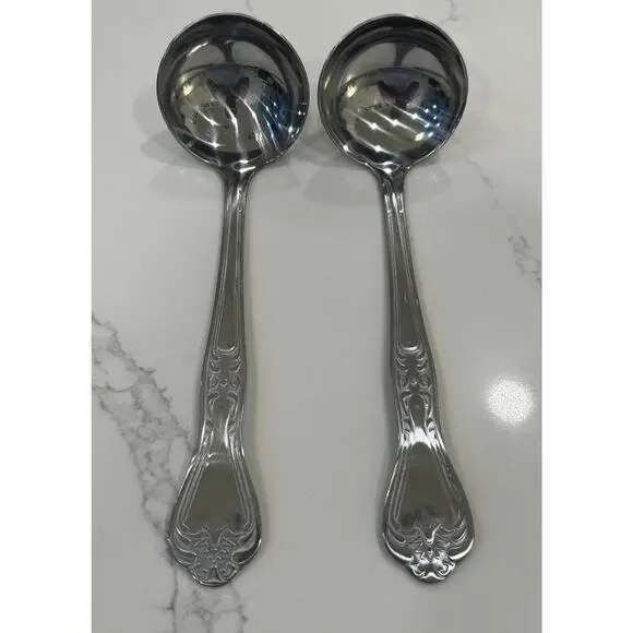 2- SPOONFUL OF COMFORT Stainless Serving Ladle Spoon Long Handle 9” Soup Vintage