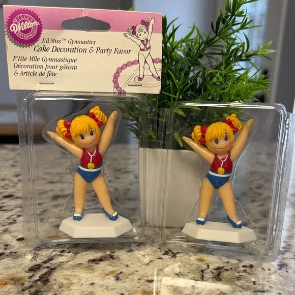 Wilton Lil' Miss Gymnastics Cake Toppers - Red, Blue, Yellow