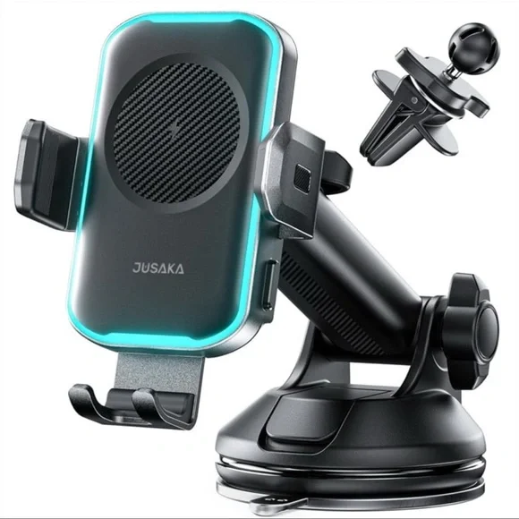 Wireless Car Charger, 15W Fast Charging Auto Clamping Car Phone Holder Mount
