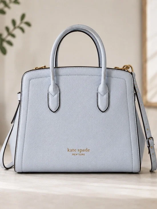 Kate Spade Knott Satchel Watercolor Blue Pebbled Leather Crossbody Purse