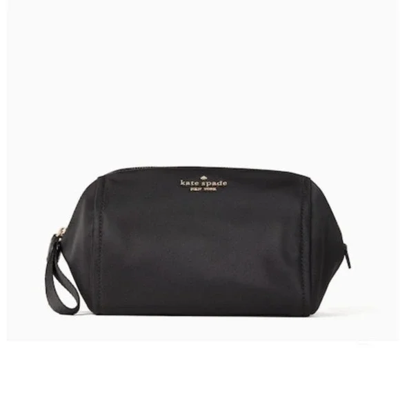 Kate Spade Chelsea Cosmetic Bag Womens Medium Black Excellent Nylon WLR00618