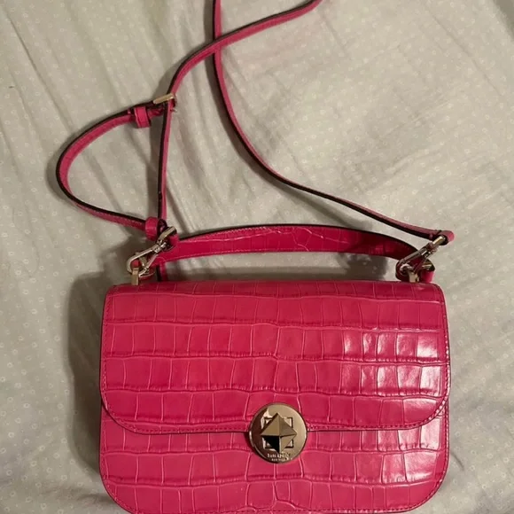 Kate Spade Pink Croc-Embossed Crossbody Bag‎